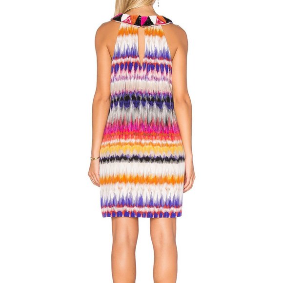 Trina Turk New DRESS Silk 3D Embellished Beaded Neck Print NWT - Picture 4 of 8